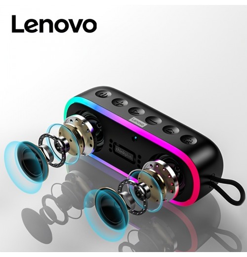 2023 New Original Lenovo K8 Portable Outdoor Wireless Speaker Built In Microphone BT Application For Music Players Water-resistant 5.0 Surround Wall Mount Button Control USB Or Living Room/Bedroom/Party/festival /Holiday Celebration, Nice Gift For Men And