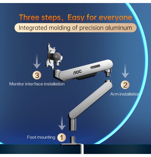 AOC AM400 Adjustable Monitor Bracket, Computer Screen Mechanical Arm Wall Hanging Lifted & Retracted, Protect The Cervical Spine