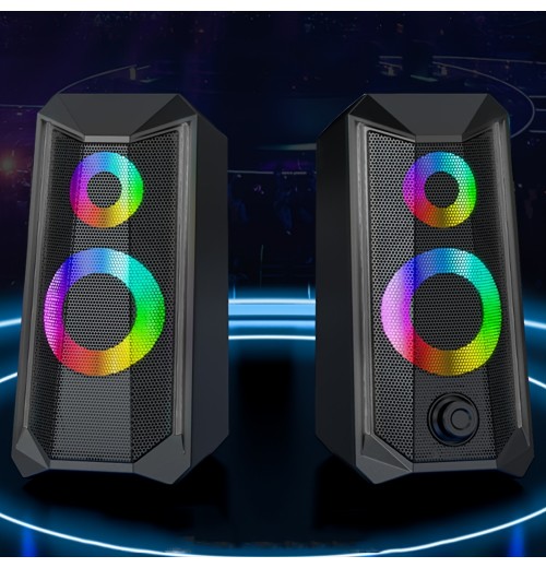 Computer Speakers, RGB Gaming Speakers With 6Color Touch Control Backlit, 10W Desktop Speakers Volume Control, 2.0CH Stereo Dual Channel Multimedia Monitor Speakers, USB Powered W/ 3.5mm Cable,K102