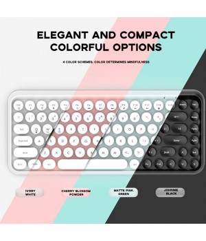 Colorful Keyboard, AJAZZ 308I 84 Keys Wireless BT Keyboard Retro Typewriter Round Key For Win/iOS/Android