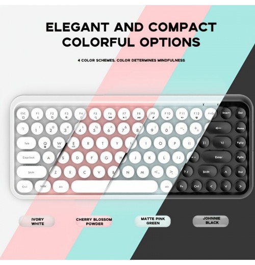 Colorful Keyboard, AJAZZ 308I 84 Keys Wireless BT Keyboard Retro Typewriter Round Key For Win/iOS/Android