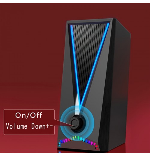 Computer Speakers, RGB Gaming Speakers With 6Color Touch Control Backlit, 10W Desktop Speakers Volume Control, 2.0CH Stereo Dual Channel Multimedia Monitor Speakers