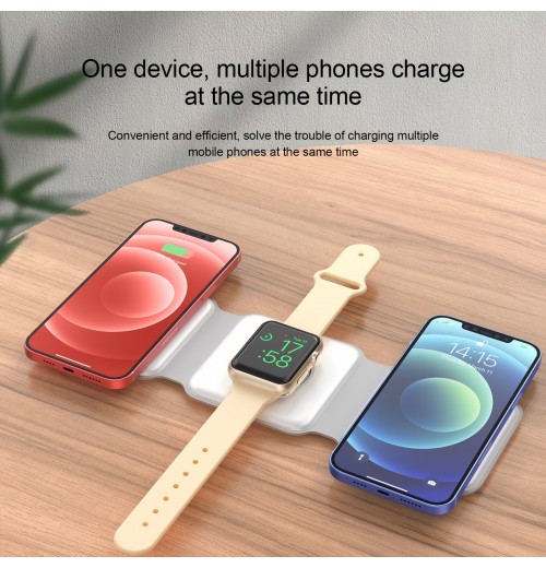 15w 3 In 1 Portable Magnetic Foldable Wireless Charger Stand With Type C Port For Apple Iphone Airpods Iwatch