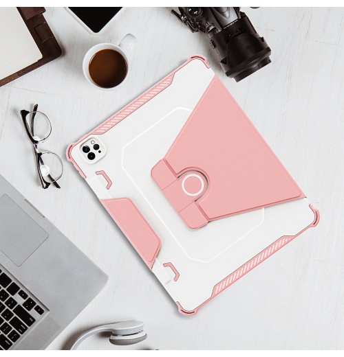 360° Rotating Armored Leather Cover Available For Ipad Pro11 2018/2020/2021, Ipad 10.9 Tablet Protective Case Armor Plate Protective Leather Case, Silicone-based Anti-collision Non-slip Support Cover