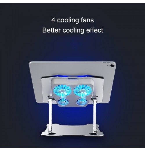 Aluminum Alloy Tablet/Laptop Bracket Stand With Quad-core Cooling Fan, Multi-Angle Adjustable For Computer Accessories