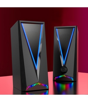 Computer Speakers, RGB Gaming Speakers With 6Color Touch Control Backlit, 10W Desktop Speakers Volume Control, 2.0CH Stereo Dual Channel Multimedia Monitor Speakers