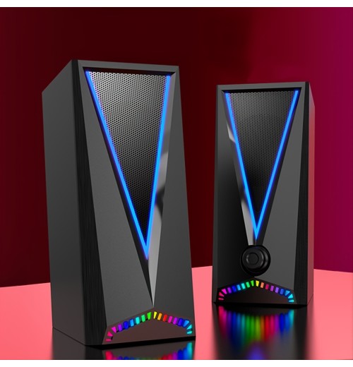 Computer Speakers, RGB Gaming Speakers With 6Color Touch Control Backlit, 10W Desktop Speakers Volume Control, 2.0CH Stereo Dual Channel Multimedia Monitor Speakers