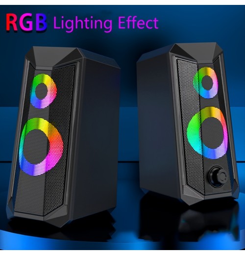 Computer Speakers, RGB Gaming Speakers With 6Color Touch Control Backlit, 10W Desktop Speakers Volume Control, 2.0CH Stereo Dual Channel Multimedia Monitor Speakers, USB Powered W/ 3.5mm Cable,K102