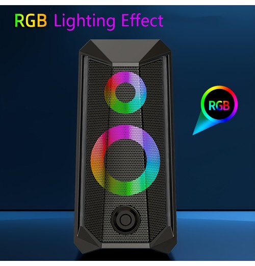 Computer Speakers, RGB Gaming Speakers With 6Color Touch Control Backlit, 10W Desktop Speakers Volume Control, 2.0CH Stereo Dual Channel Multimedia Monitor Speakers, USB Powered W/ 3.5mm Cable,K102