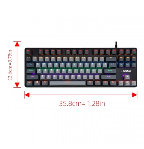 70 Percent Mechanical Gaming Keyboard, Gray&Black Mixed Color Keycaps Gaming Keyboard With Blue Switches,Ultra Portable Keyboard, Backlit Compact 87 Keys For PC Video Game