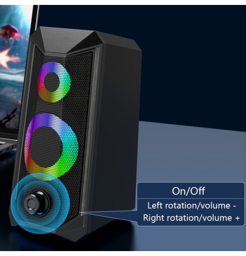 Computer Speakers, RGB Gaming Speakers With 6Color Touch Control Backlit, 10W Desktop Speakers Volume Control, 2.0CH Stereo Dual Channel Multimedia Monitor Speakers, USB Powered W/ 3.5mm Cable,K102