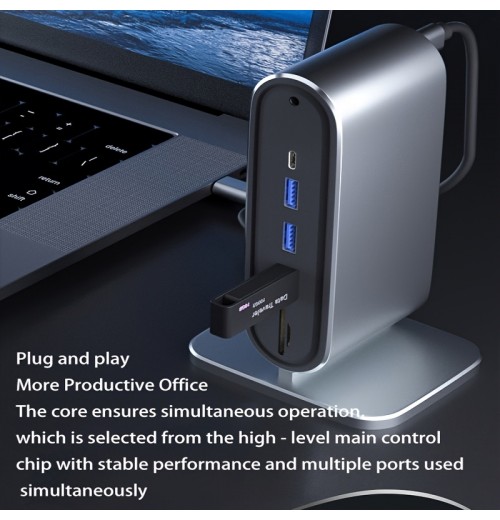 12-in-1 USB C Docking Station & USB A To Type C Braided Cord For Macbook Pro, Expansion Dock Usb Splitter Hdmi Interface Adapter